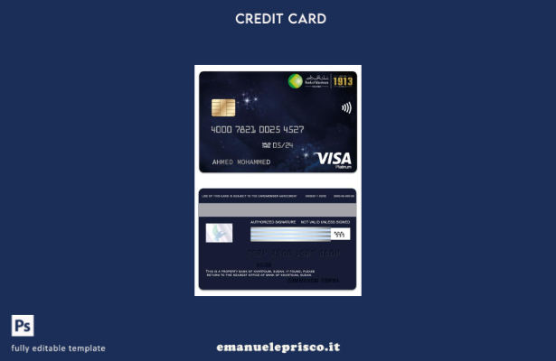 modello di carta platino visto Sudan Bank of Khartoum in stile verificato